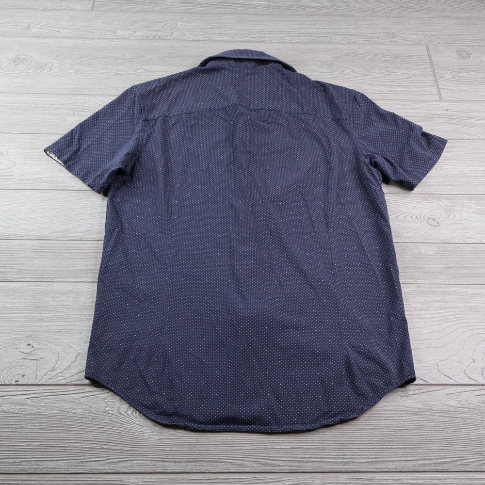 Buttercloth Icy Cotton Men's Medium Slim Fit Navy Polka Dot Button Up Shirt - Picture 3 of 6